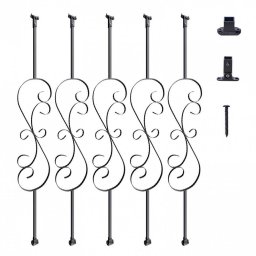 Mobilier interior Set 5 stalpi balustrada, Vivatechnix 185 x 20 x 1118 mm, Negru mat, accesorii prindere
