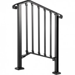 Mobilier interior Balustrada fier forjat pentru 2 sau 3 trepte, Vivatechnix Negru Mat, lungime 71 cm, Inaltime 97 cm, Otel