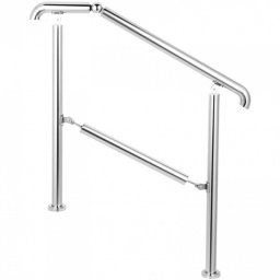 Mobilier interior Balustrada inox pentru 2 sau 3 trepte Vivatechnix, Inaltime 86 cm, lungime 106 cm, pozitii reglabile