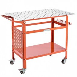 Accesoriu sudura Masa de sudura mobila, 1016 x 609.6 x 914.4 mm, Capacitate 400 kg, 216 gauri, 11 carlige, spatiu depozitare, 4 x roti