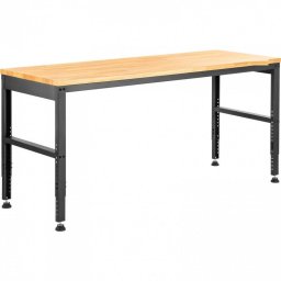 Banc de lucru cu inaltime reglabila 72 – 97 cm, Greutate max 900 kg, Otel/Lemn stejar, 2 x prize AC, 2 x USB