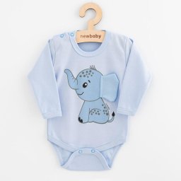 Infant full body with long sleeves New Baby Happy Elephant blue