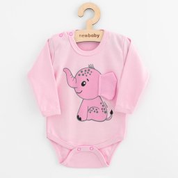 Infant full body with long sleeves New Baby Happy Elephant pink