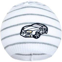 New Baby spring cap with car white-dark grey, size 86/92