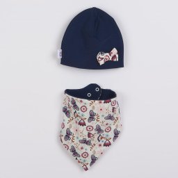 Baby hat with neck scarf New Baby Missy blue, size 80 (9-12m)