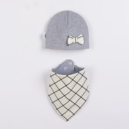 Baby cap with neck scarf New Baby Missy grey, size 86 (12-18m)