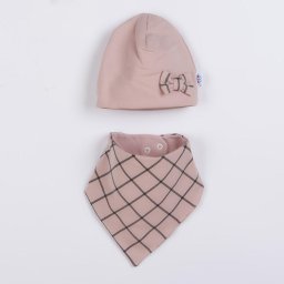 Baby cap with neck scarf New Baby Missy pink, size 86 (12-18m)