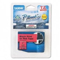Bandă laminată Brother TZ451, TZ 8m/24mm negru/rosu