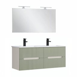 Trent Mobilier de baie 120 cm lavoar ceramic cu oglindă 60x120 cm alb-verde
