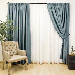 Set 2 draperii opace, Hiko Lux Blackout, dimout Bluevert, cu rejansa