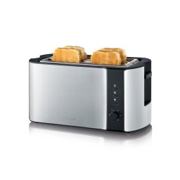 Severin AT 2590 - Prăjitor de pâine cu 4 fante, 1400 W/230 V, oțel inoxidabil/negru