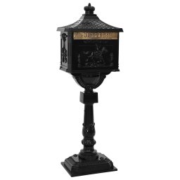 Cutie postala cu suport cu usa Negru 42,5 x 29,5 x 117 cm GartenMobel Dekor