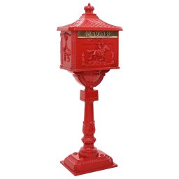 Cutie postala cu suport cu depozitare Rosu 42,5 x 29,5 x 117 cm GartenMobel Dekor