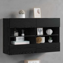 Dulap TV de perete Pe perete Stejar Negru 98,5 x 30 x 60,5 cm GartenMobel Dekor