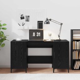 Birou cu depozitare Stejar Negru 140 x 50 x 75 cm Lemn compozit GartenMobel Dekor