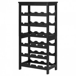 Mobilier interior Raft modular detasabil pentru 24 sticle de vin, Stivuibil, Lemn Bambus, 6 Niveluri, 410 x 240 x 823 mm, Negru