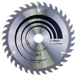 Lama circulara pentru lemn, 165 x 20 x 1.7/1.2 mm, 36 dinti