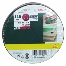 Set foi abrazive rotunde, 115 mm, granulatie mixta, 8 gauri, 25 bucati