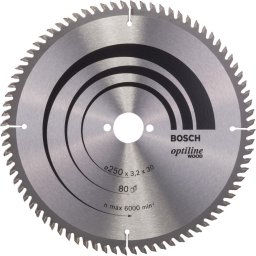 Panza de ferastrau circular Optiline Wood, 250 x 30 mm, 80 dinti