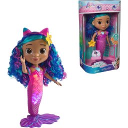 Spin Master Gabby's Dollhouse: The Movie - Sing & Shine Mermaid Gabby, 30cm tall water play doll with light & sound effects