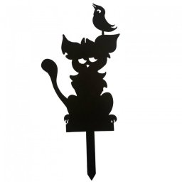 Decoratiune gradina / ghiveci Krodesign Cat Bird KRO-1142, metal, inaltime 59 cm