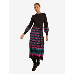 love & roses Rochie tricotat verde jad / roz / negru