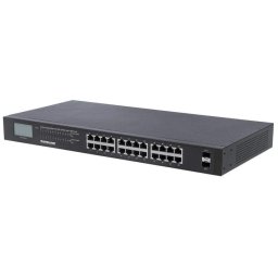 Switch Switch Gigabit 24x RJ45 PoE+, 2x SFP, LCD