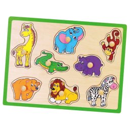 Children's wooden puzzle with handles Viga ZOO