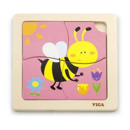 Wooden puzzle for kids Viga 4 pieces Bee