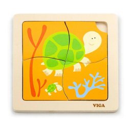 Wooden puzzle for kids Viga 4 pieces Turtle