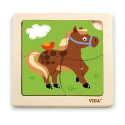 Wooden puzzle for kids Viga 4 pieces Horse
