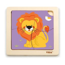 Wooden puzzle for kids Viga 4 pieces Lion