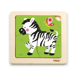 Wooden puzzle for kids Viga 4 pieces Zebra