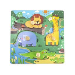 Children's wooden puzzle with handles Viga Wild Animals 4 pieces