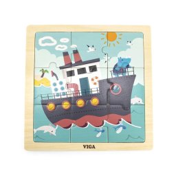 Wooden puzzle for kids Viga 9 pieces Ship