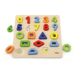 Wooden jigsaw Viga Numbers and shapes