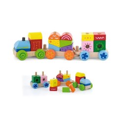 Wooden train with blocks Viga coloured