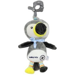 Baby Mix Tukan grey plush toy with toy machine and clip