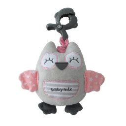 Educational playing plush toy with clip Baby Mix owl pink