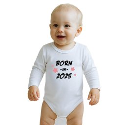 Children's printed body New Baby BORN IN 2025 pink