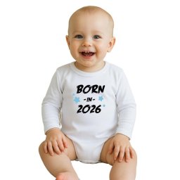 Children's printed body New Baby BORN IN 2026 blue
