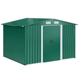 Casuta/magazie/sopron de gradina pentru depozitare unelte, cu structura baza inclusa, otel si PP, verde, 258x206x178 cm GartenVIP DiyLine