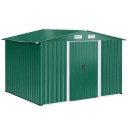 Casuta/magazie/sopron de gradina pentru depozitare unelte, cu structura baza inclusa, otel si PP, verde, 258x206x178 cm GartenVIP DiyLine