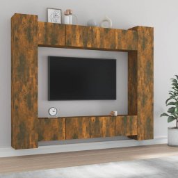 Set dulap TV, 8 piese, stejar fumuriu, lemn prelucrat GartenMobel Dekor