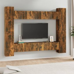 Set dulapuri TV, 10 piese, stejar fumuriu, lemn prelucrat GartenMobel Dekor