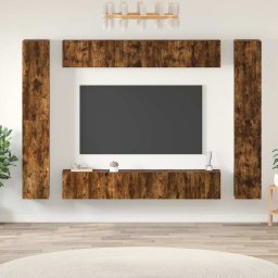Set dulapuri TV, 10 piese, stejar fumuriu, lemn prelucrat GartenMobel Dekor