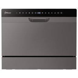 Masina de spalat vase STARCREST SDW-601-SL, 6 seturi, 5 programe, Clasa D, Panou control sticla neagra, Panou comanda digital, Mod Eco, Instalare Flexibila, Gri