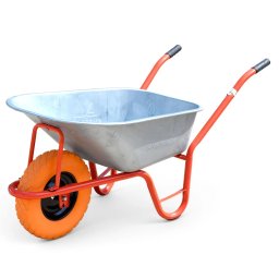 Roaba cu cuva zincata 100 l, roata plina poliuretan 4.00-8, janta metalica, Evotools, model 100A,