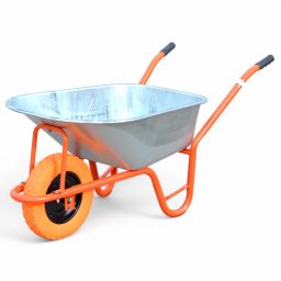 Roaba cu cuva zincata 100 l, roata plina poliuretan 3.50-8, janta metalica, Evotools, model 100A,