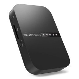 Router Wireless Portabil - Filehub RavPower RP-WD009 5 in 1, Cititor Carduri, Travel Router Backup, Baterie Externa 6700mAh